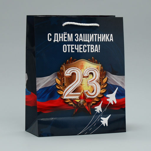 Цена за 2 шт. Пакет подарочный ламинированный, упаковка, «С 23 февраля», ML 21×25×8 см