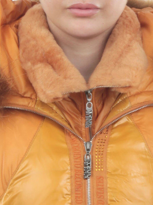 1207 YELLOW Куртка зимняя женская (пух, натуральный мех)