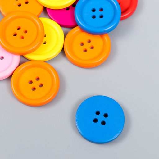 Цена за 2 шт. Пуговицы дерево для творчества 4 прокола «Простые», набор 15 шт., 3×3 см