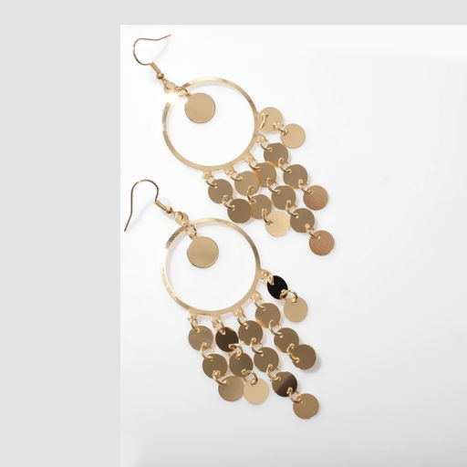 Серьги висячие «Круги» на кольцах, цвет золото, 8 см