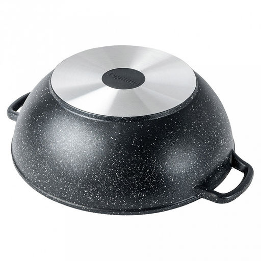 Казан с антипригарным покрытием 6л, д28см "Гранит", h15см, s0,4см, литые ручки, стеклянная крышка с пароотводом, подарочная упаковка (Россия)