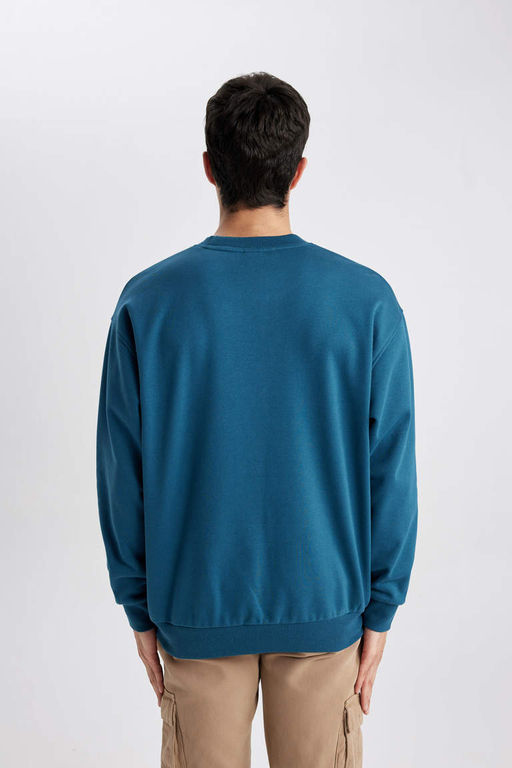 Базовый свитшот Oversize с круглым вырезом - Defacto фото 5