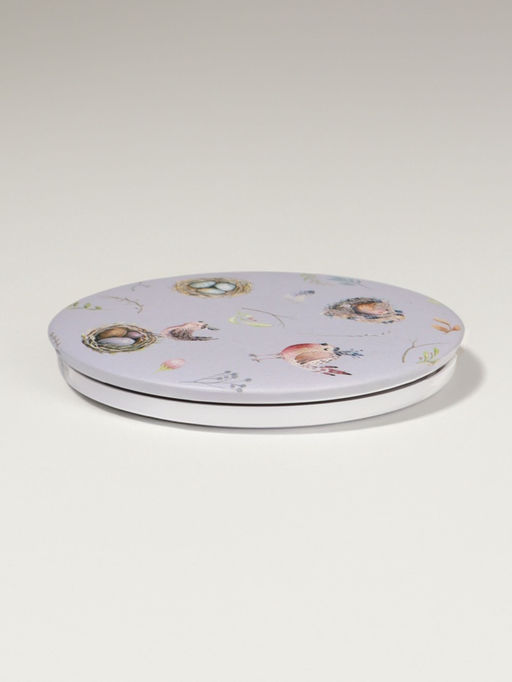 Зеркало складное «Птички», d=7.3 см, с увеличением х2, сиреневое