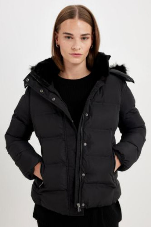 Su Itici Puffer Sisme Mont Kapusonlu Fermuar C?tc?t Kapmal? Cepli