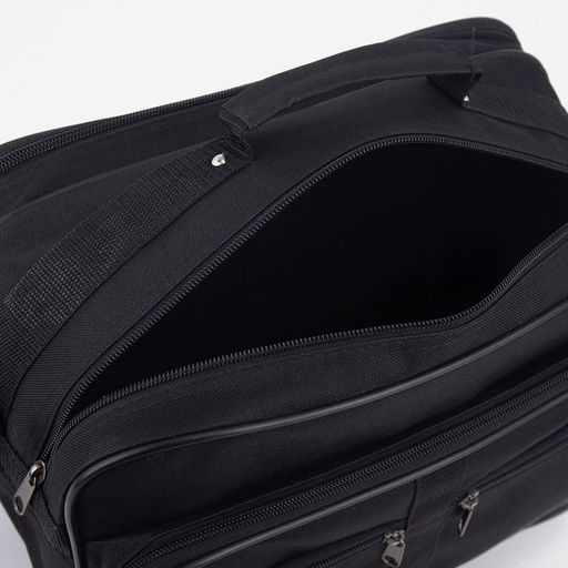 Сумка мужская на молниях Luris, длинный ремень, чёрная