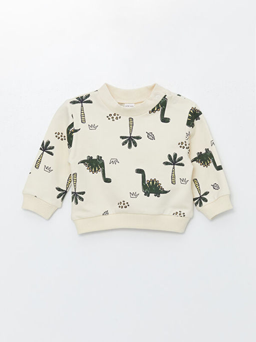 Bisiklet Yaka Bask?l? Erkek Bebek Sweatshirt ve Pantolon 2li Tak?m - Waikiki фото 2