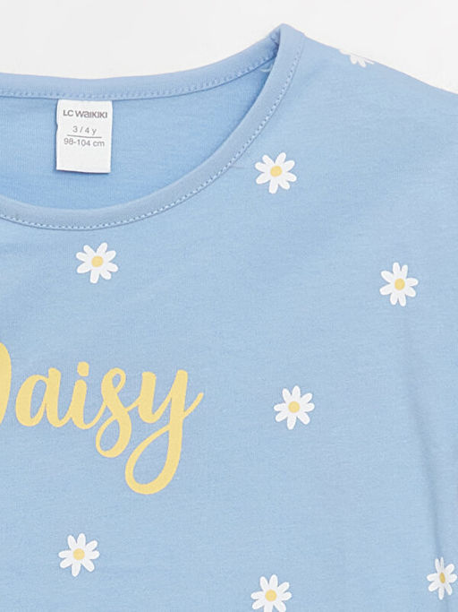 Bisiklet Yaka Bask?l? K?sa Kollu K?z Bebek Ti??rt - Waikiki фото 2