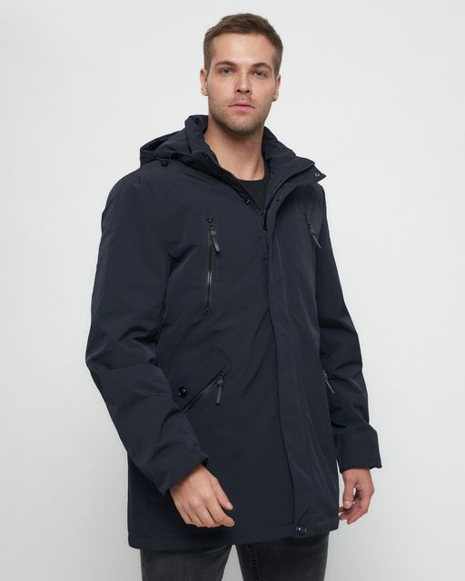 Парка спортивная мужская с капюшоном темно-синего цвета 3369TS - Wonderrman фото 7