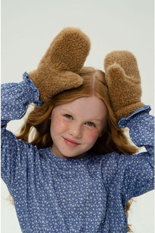 Варежки детские меховые ваниль - Woollamb фото 6