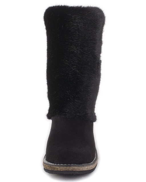 Унты женские на войлочной подошве., Черные. Мех "норка" черная.