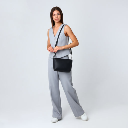 Сумка женская кросс-боди на молнии, 25×8×19 см, чёрная