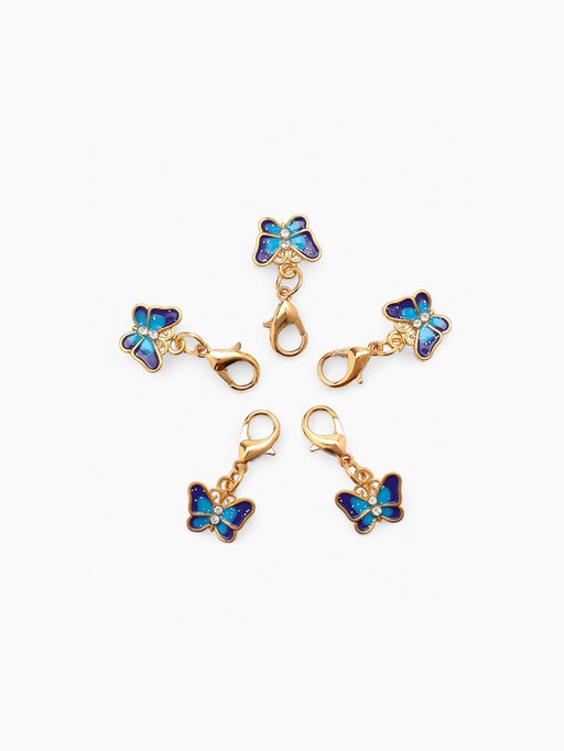 Цена за 10 шт. Шарм для браслета на карабине «Бабочка», цветной в золоте