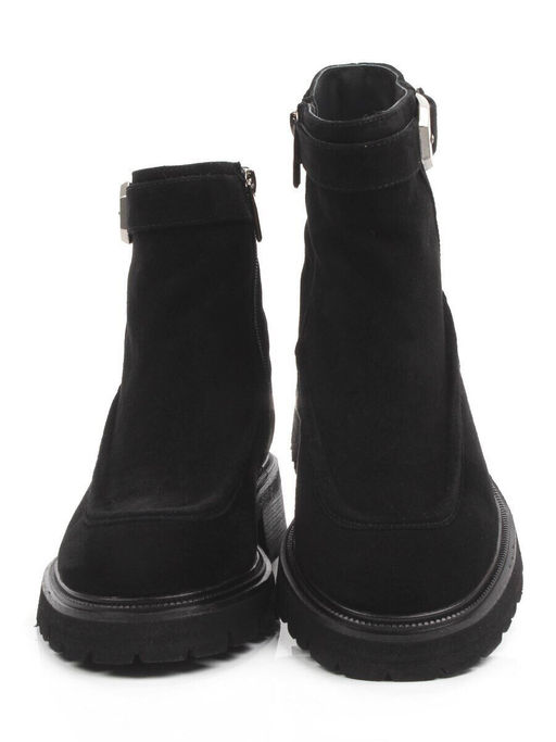 01-A51-4B BLACK Ботинки демисезонные женские (натуральная замша, байка)