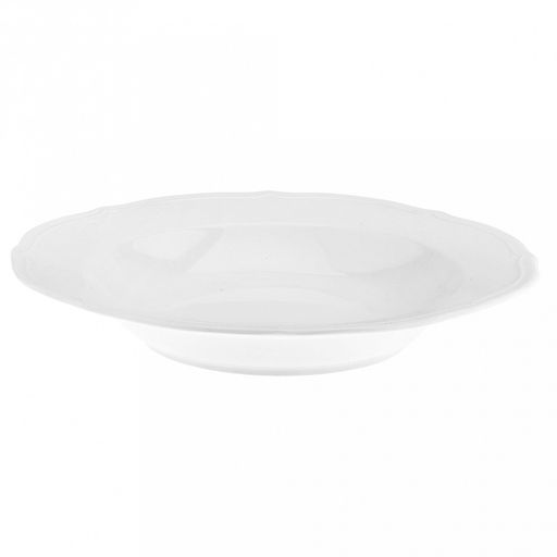 "Совершенство" Тарелка глубокая фарфоровая д230мм h37мм, 480мл, белый, рельефный декор, волнистый край (Китай)
