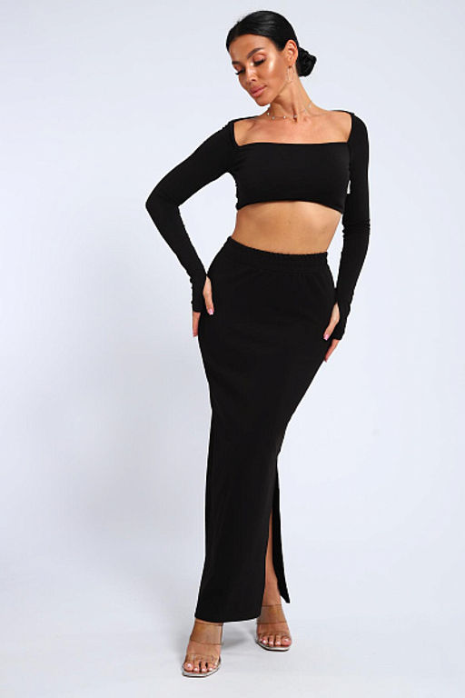 Юбка, футер (01056, черный макси) - Плиона фото 5