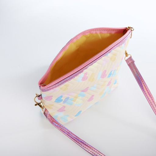 Сумка детская Сердца для девочки, на молнии, жёлтая