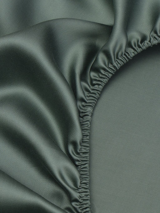 Простыня на резинке 1.5-спальная SL Home Tencel, 140×200+30 см, оливковая, тенсель