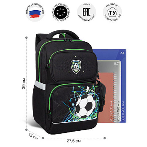 RAn-589-3 Рюкзак школьный с чехлом для мелочей - Grizzly фото 15