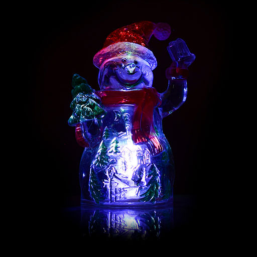 Снеговик светящийся 12см, с елочкой и фонариком, в коробке