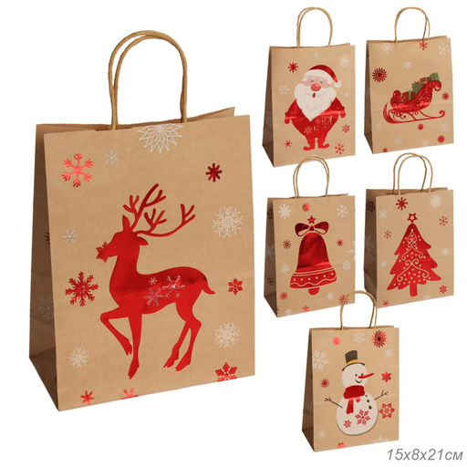 Цена за 12 шт. Пакет подарочный 21x15x8 см Новый год / M-025/1 /уп 12/1200/ - ГалеонТрейд фото 8