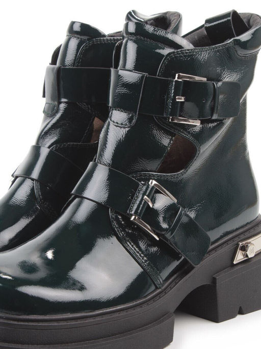 01-D1-8070 DK. GREEN Ботинки демисезонные женские (натуральная кожа, байка)