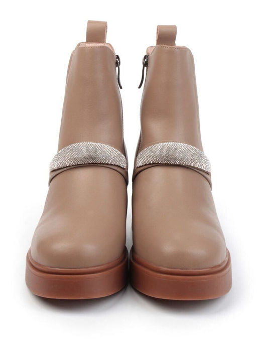 04-M904A 987-31M-2 DK. BEIGE Ботинки зимние женские (натуральная кожа, натуральный мех)