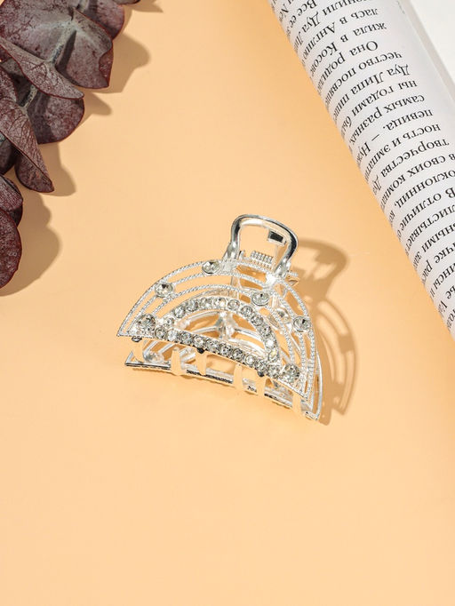 Цена за 6 шт. Крабик для волос «Джули» дуга, 4 см, серебро