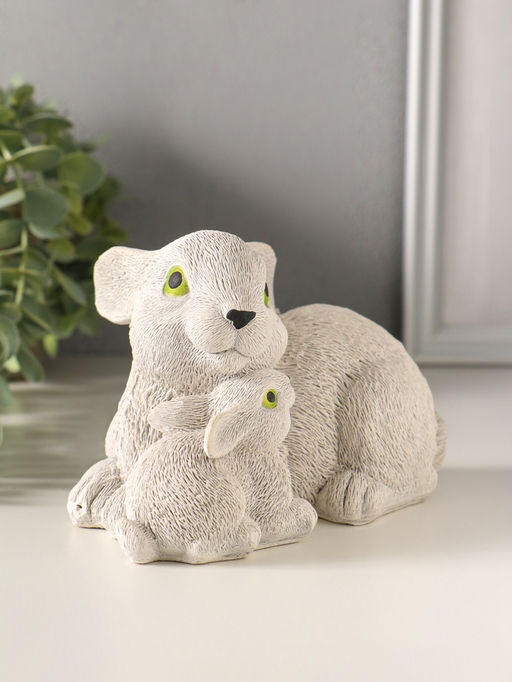 Фигурка гипс Кролики пасхальные, 10?10?18 см, серый