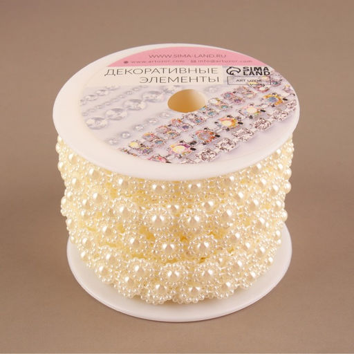 Жемчуг на нитях, плоский, 10 мм, 9±1 м, цвет молочный