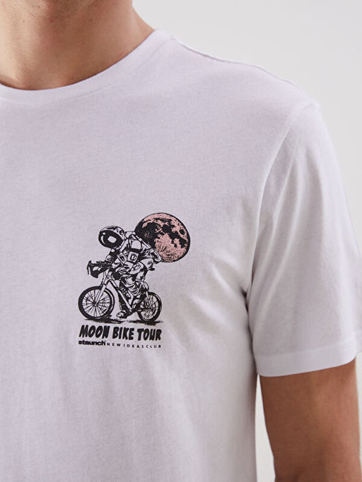 Bisiklet Yaka K?sa Kollu Bask?l? Penye Erkek Ti??rt