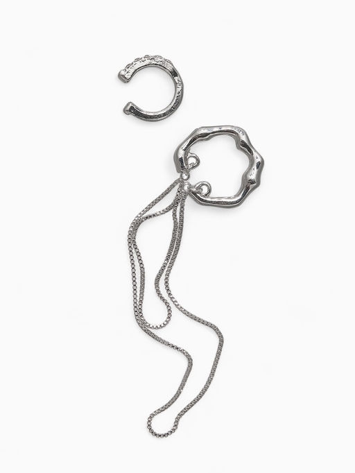 Серьги каффы Водопад набор 2 шт. стразы, цвет серебро