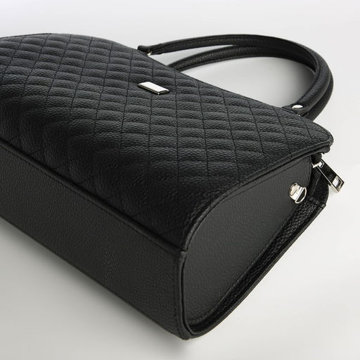 Сумка женская тоут на молнии, 31×10×20 см, однотонная, со стёжкой, чёрная