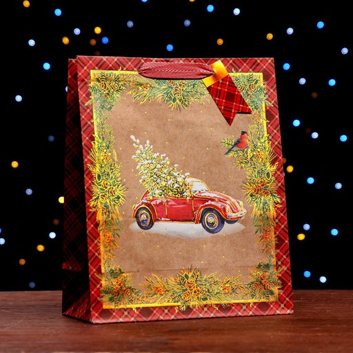 Пакет подарочный Машина с ёлкой 26 х 32 х 12 см - Simaland фото 3