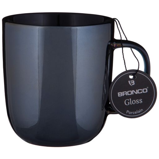 Цена за 4 шт. КРУЖКА BRONCO GLOSS 400 МЛ ЧЕРНАЯ  фото 2