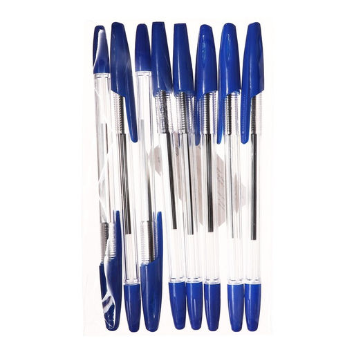 Набор ручек шариковых 8 шт. LANCER Office Style 820 узел 0.5 синий, корп. прозрачный  фото 5