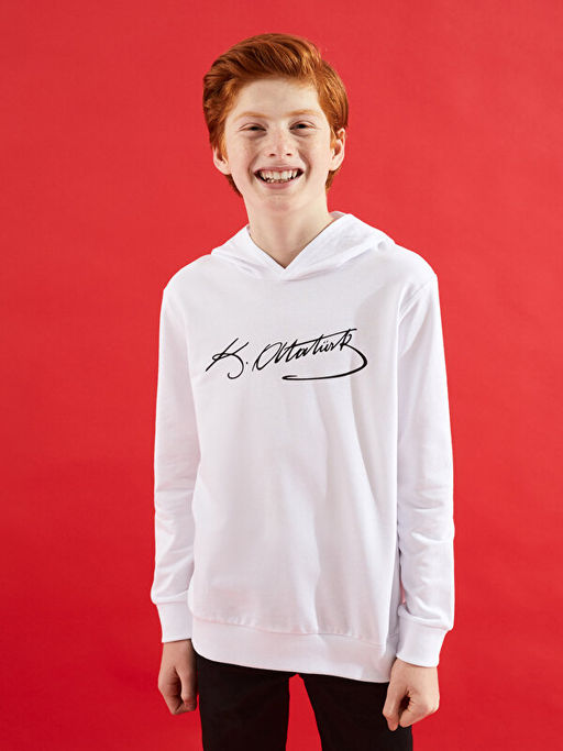 Atat?rk ?mza Bask?l? Erkek ?ocuk Sweatshirt
