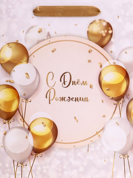 Цена за 2 шт. Пакет подарочный вертикальный «С ДР», ML 23×27×11.5 см