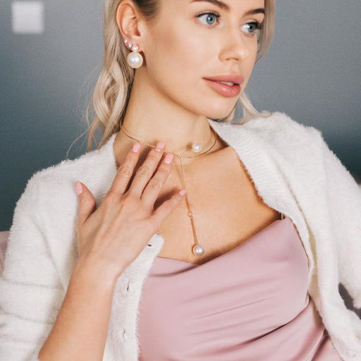 Колье «Ноэль» бусины с цепочкой, шар №12, белое в золоте, L=30 см