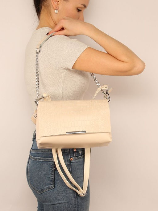 Сумка женская натуральная кожа JRP-9717, 3отд, плечевой ремень, (УЦЕНКА/ДЕФЕКТ: порез на дне) бежевый 265585 - Adelia фото 5