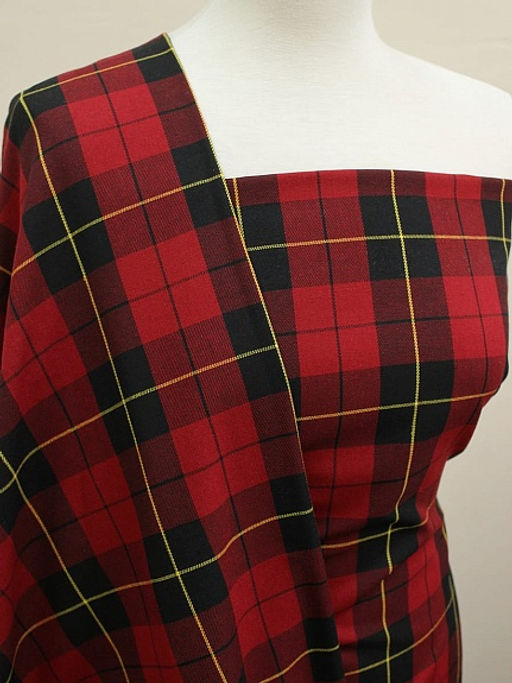 Фуле Клетка цв.красно-бордовый/черный, ш.1.45м, хлопок-100%, 180гр/м.кв - Купава фото 2