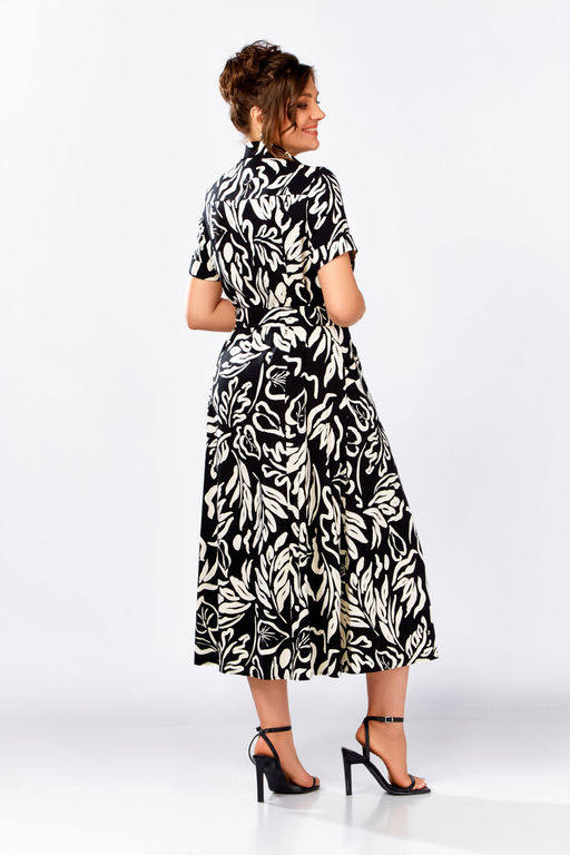 Платье Swallow 844.4 Черный в молочный принт фото 2