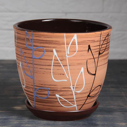 Горшок для цветов «Ленок», 2.5 л, d=19 см, h=18 см, керамический, с поддоном