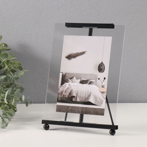 Фоторамка металл на 1 фото 10х15 см "Лаконичность" черный 1х15,2х21 см