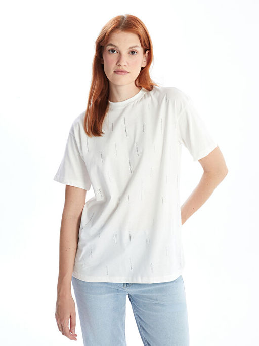 Bisiklet Yaka Parlak Ta?l? Kad?n Tunik