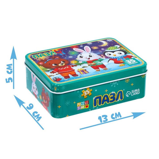 Пазлы в металлической коробке Праздник у зверят, 35 деталей - Puzzle time фото 4