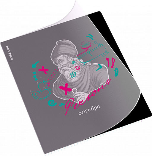 Цена за 5 шт. Тетрадь общая ученическая с пластиковой обложкой на скобе ErichKrause Persons, Алгебра, 48 листов, клетка