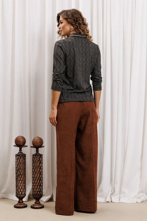 Костюм Gizart 5436 серый тигровый замша, коричневый