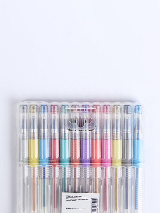 Набор гелевых ручек, 12 цветов, с блестками, с резиновым держателем, в пластиковой коробке - Simaland фото 5