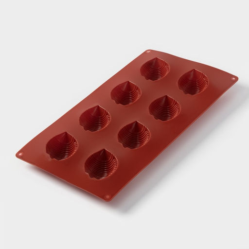 Форма для выпечки Доляна «Ракушка», силикон, 29×17×2 см, 8 ячеек (6×4.5×2 см), коричневая