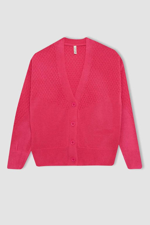 Кардиган для девочек с V-образным вырезом - Defacto фото 6